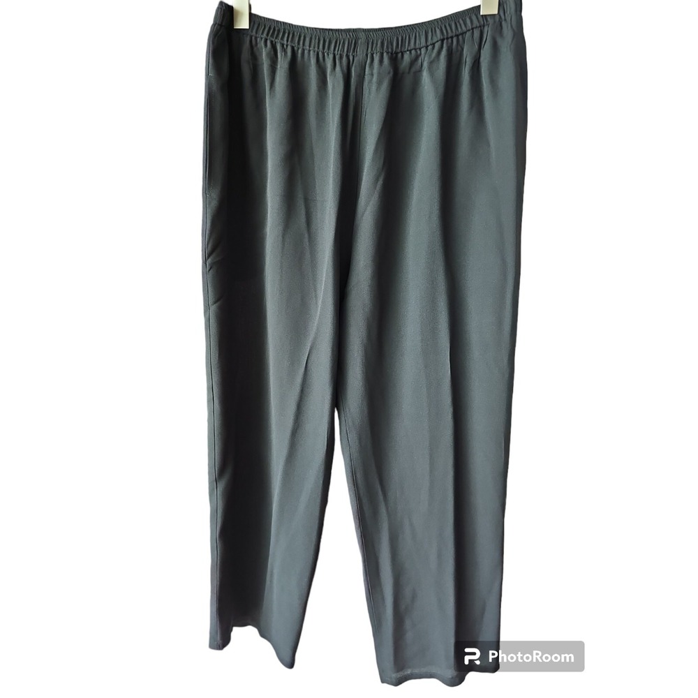 Harari‎ Pants Womens L Black 100% Silk Lightweight Flowy Draped Lagenlook